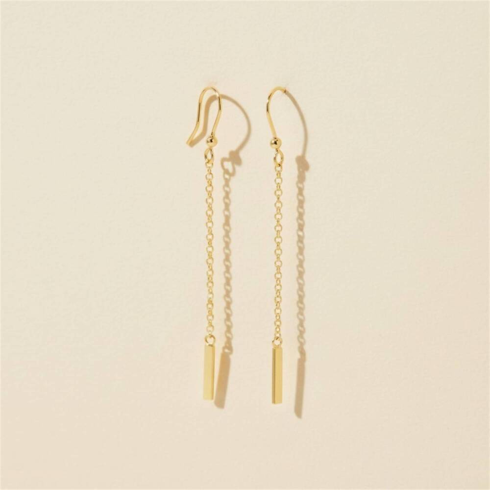 NEW ATHRA women's bar chain drop earring in gold